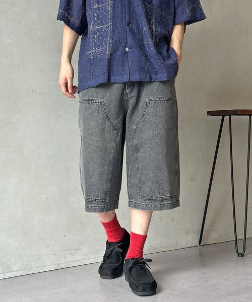 CPCM（シーピーシーエム）の「ダブルニーデニムクオーター（その他パンツ・メンズ・ブルー/ブラック・SMALL/MEDIUM/LARGE）」の3枚目の写真
