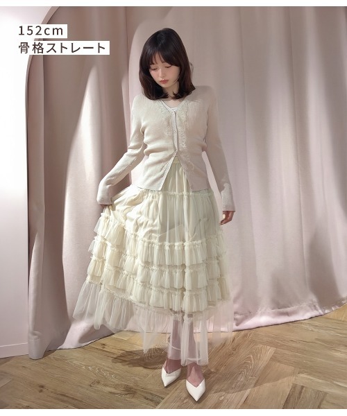 PEACH JOHN(ピーチジョン)の「レース付きラメリブニットカーディガン(カーディガン/ボレロ・レディース・チャコール/ベージュ/ブルー・ONE SIZE)」の17枚目の写真