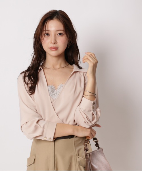 Apuweiser-riche（アプワイザーリッシェ）の「カシュクールレースキャミセット（Tシャツ/カットソー・レディース・グレイッシュベージュ/ライトブルー/ピンク・1/2）」の7枚目の写真