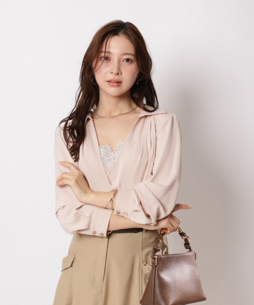 Apuweiser-riche（アプワイザーリッシェ）の「カシュクールレースキャミセット（Tシャツ/カットソー・レディース・グレイッシュベージュ/ライトブルー/ピンク・1/2）」の9枚目の写真