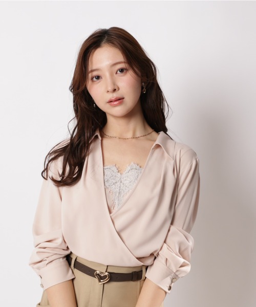 Apuweiser-riche（アプワイザーリッシェ）の「カシュクールレースキャミセット（Tシャツ/カットソー・レディース・グレイッシュベージュ/ライトブルー/ピンク・1/2）」の10枚目の写真