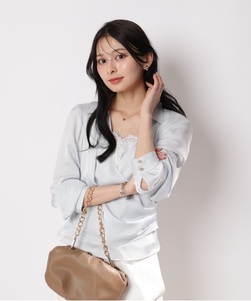 Apuweiser-riche（アプワイザーリッシェ）の「カシュクールレースキャミセット（Tシャツ/カットソー・レディース・グレイッシュベージュ/ライトブルー/ピンク・1/2）」の14枚目の写真