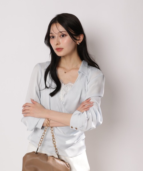 Apuweiser-riche（アプワイザーリッシェ）の「カシュクールレースキャミセット（Tシャツ/カットソー・レディース・グレイッシュベージュ/ライトブルー/ピンク・1/2）」の15枚目の写真