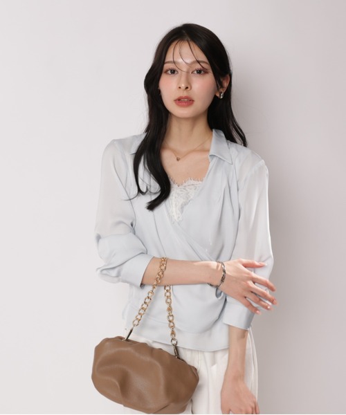 Apuweiser-riche（アプワイザーリッシェ）の「カシュクールレースキャミセット（Tシャツ/カットソー・レディース・グレイッシュベージュ/ライトブルー/ピンク・1/2）」の16枚目の写真
