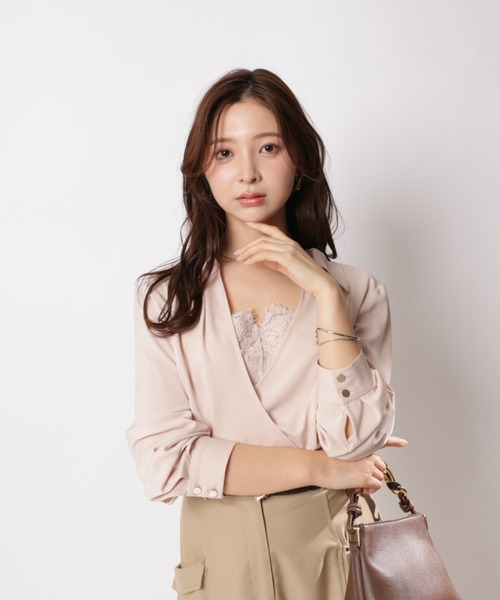 Apuweiser-riche（アプワイザーリッシェ）の「カシュクールレースキャミセット（Tシャツ/カットソー・レディース・グレイッシュベージュ/ライトブルー/ピンク・1/2）」の21枚目の写真