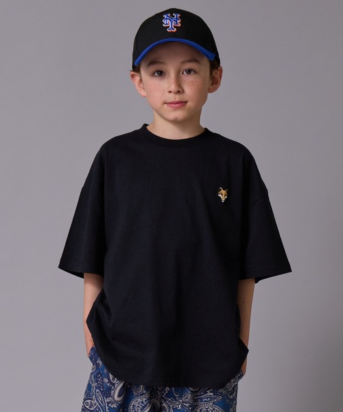 PAIRMANON STREET(ペアマノンストリート)の「【90-160cm】【綿100%】アニマルワンポイント刺繍半袖T【PAIRMANON STREET】(Tシャツ/カットソー・キッズ・ホワイト/ホワイト系その他/ライトグレー/グリーン/パープル/ブラック・100/110/120/130/140/150/160/90)」の1枚目の写真