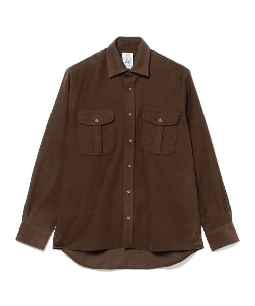 BEAMS F(ビームスエフ)の「【別注】CORDINGS / コットン モールスキン ダブルポケット オーバーシャツ(シャツ/ブラウス・メンズ・ダークブラウン/ケリーグリーン・14.5/16/15.5/15 )」の1枚目の写真