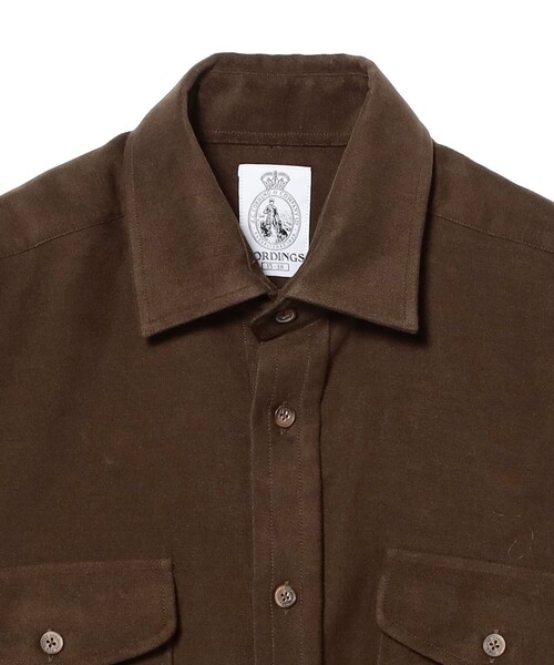 BEAMS F(ビームスエフ)の「【別注】CORDINGS / コットン モールスキン ダブルポケット オーバーシャツ(シャツ/ブラウス・メンズ・ダークブラウン/ケリーグリーン・14.5/16/15.5/15 )」の4枚目の写真