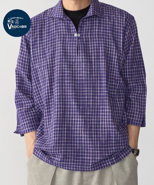 SHIPS(シップス)の「SHIPS: KHADI 7スリーブ カプリ シャツ(シャツ/ブラウス・メンズ・ライトブルー/レッド/ネイビー/ワイン・SMALL/X-LARGE/LARGE/MEDIUM)」の3枚目の写真