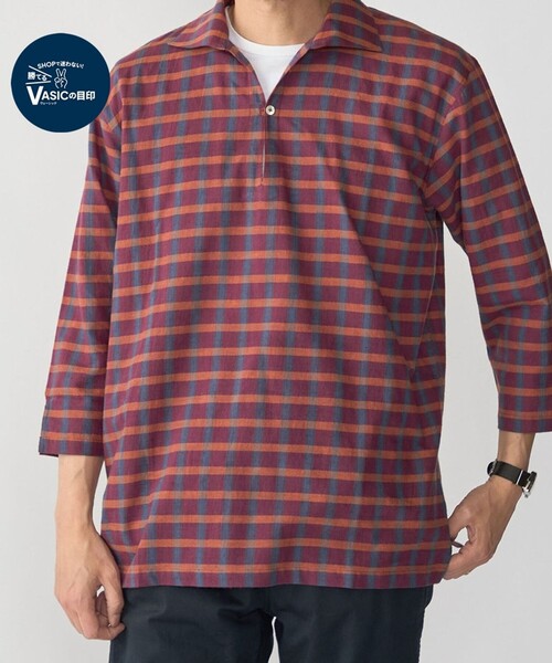 SHIPS(シップス)の「SHIPS: KHADI 7スリーブ カプリ シャツ(シャツ/ブラウス・メンズ・ライトブルー/レッド/ネイビー/ワイン・SMALL/X-LARGE/LARGE/MEDIUM)」の4枚目の写真