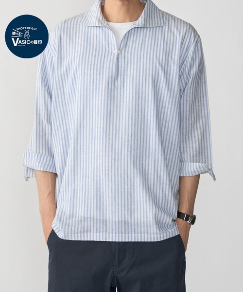 SHIPS(シップス)の「SHIPS: KHADI 7スリーブ カプリ シャツ(シャツ/ブラウス・メンズ・ライトブルー/レッド/ネイビー/ワイン・SMALL/X-LARGE/LARGE/MEDIUM)」の2枚目の写真