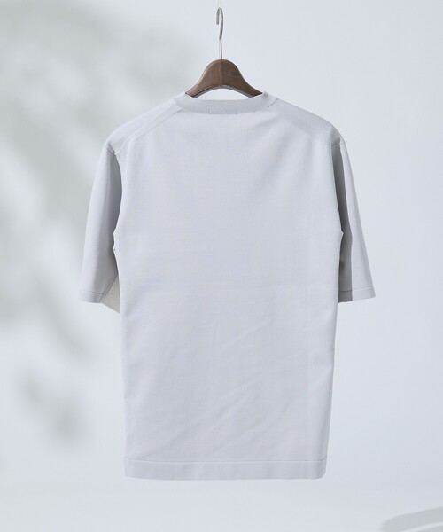 DESIGNWORKS(デザインワークス)の「【セットアップ対応】ドッキングニットTシャツ(ニット/セーター・メンズ・ライトグレー/ブラック・46/48/50)」の5枚目の写真