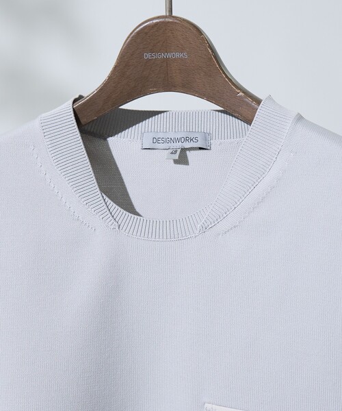 DESIGNWORKS(デザインワークス)の「【セットアップ対応】ドッキングニットTシャツ(ニット/セーター・メンズ・ライトグレー/ブラック・46/48/50)」の6枚目の写真