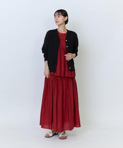 LOISIR(ロワズィール)の「綿麻エステルダブルジャカード編みカーディガン(カーディガン/ボレロ・レディース・ネイビー/グリーン/ブラック・FREE)」の4枚目の写真