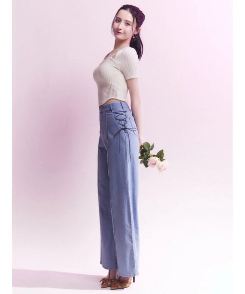 EATME(イートミー)の「【接触冷感素材】サイドレースアップデニムパンツ(デニムパンツ・レディース・ブラック/ライトブルー・MEDIUM/SMALL)」の16枚目の写真