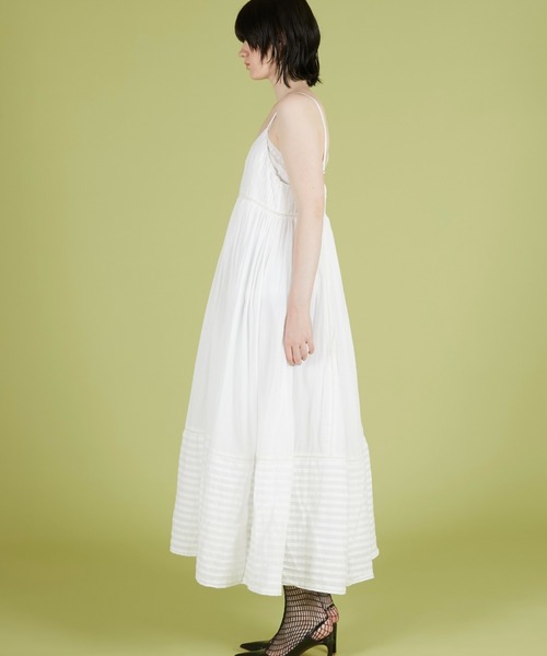 crinkle crinkle crinkle（クリンクルクリンクルクリンクル）の「【crinkle crinkle crinkle】pintuck lace cami onepiece/ピンタックレースキャミワンピ（ワンピース・レディース・ブラック/ホワイト・FREE）」の5枚目の写真