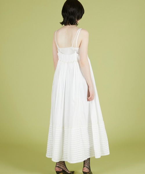 crinkle crinkle crinkle（クリンクルクリンクルクリンクル）の「【crinkle crinkle crinkle】pintuck lace cami onepiece/ピンタックレースキャミワンピ（ワンピース・レディース・ブラック/ホワイト・FREE）」の6枚目の写真