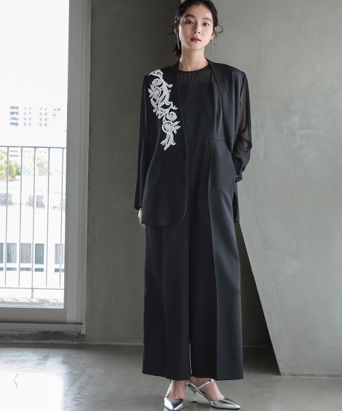 Callarus(カラルス)の「【オケージョン対応】アシメレースデザインジャケットオールインワンパンツセットアップドレス〔Callarus〕(パンツドレス・レディース・ブラック系/グレー系・LL/M/S/L)」の19枚目の写真