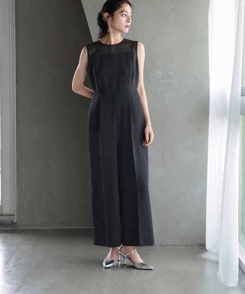 Callarus(カラルス)の「【オケージョン対応】アシメレースデザインジャケットオールインワンパンツセットアップドレス〔Callarus〕(パンツドレス・レディース・ブラック系/グレー系・LL/M/S/L)」の9枚目の写真