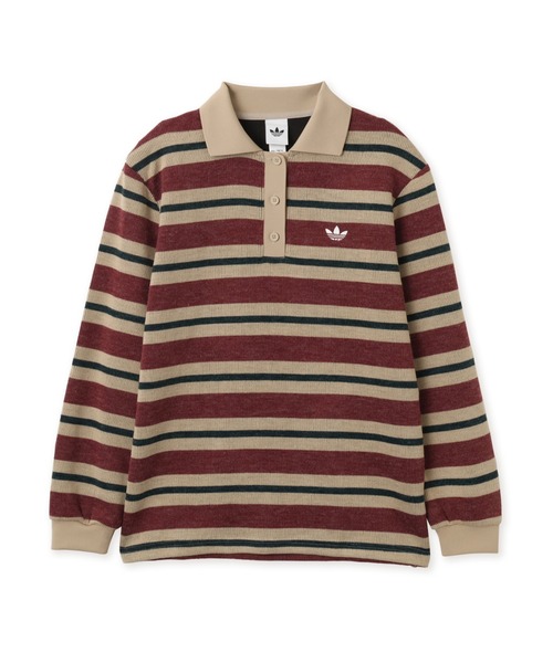 adidas(アディダス)の「adidas STRIPE KNITTED POLO / アディダス ストライプ ニット ポロ(ポロシャツ・レディース・レッド系その他・L/M/S)」の9枚目の写真
