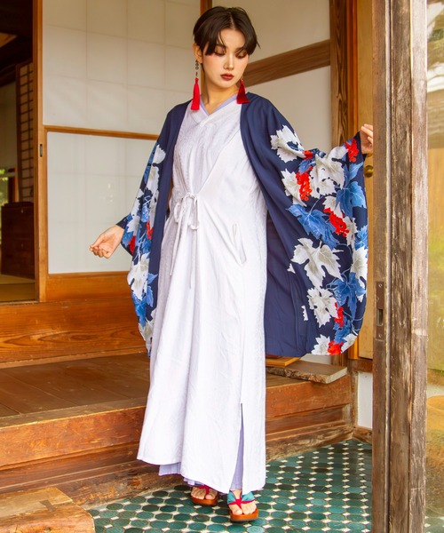 倭物やカヤ(ワモノヤカヤ)の「【倭物やカヤ】菊錦ノースリーブワンピース(ワンピース・レディース・キナリ/スミクロ/グリーン系その他・FREE)」の6枚目の写真