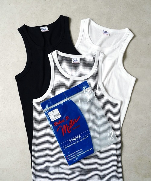 MILLER(ミラー)の「"02"≪Robert P. Miller≫パックT 3枚セット パネルリブ タンクトップ(タンクトップ・メンズ・その他1/オフホワイト/ブラック/その他2・L/XL/M)」の4枚目の写真