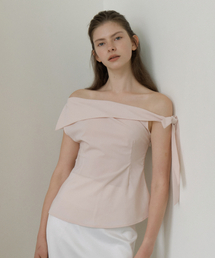 GIR TIE OFF SHOULDER BLOUSE ASH PINK