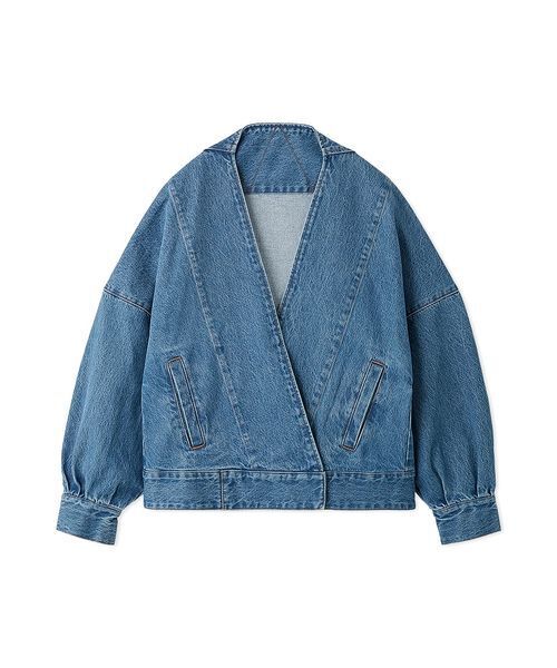 null.(ヌル)の「【セットアップ対応】ノーカラーデニムジャケット(デニムジャケット・レディース・ストライプ/ブルー・F)」の19枚目の写真