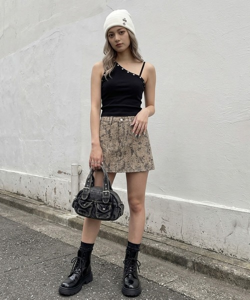 non-hedge(ノンヘッジ)の「総柄ミニスカート(スカート・レディース・ベージュ/オフホワイト・M/S)」の3枚目の写真