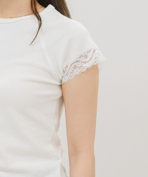 MISCH MASCH(ミッシュマッシュ)の「2026春夏新作 レーストリムフレンチスリーブ半袖トップス(Tシャツ/カットソー・レディース・ブラック/ホワイト・フリ-)」の11枚目の写真