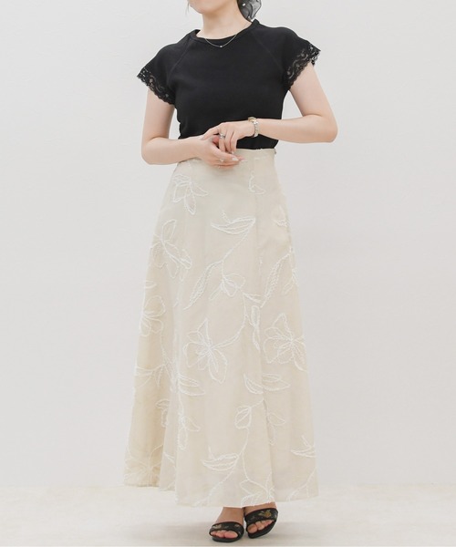 MISCH MASCH(ミッシュマッシュ)の「2026春夏新作 レーストリムフレンチスリーブ半袖トップス(Tシャツ/カットソー・レディース・ブラック/ホワイト・フリ-)」の18枚目の写真