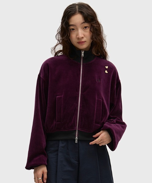 FRED PERRY(フレッドペリー)の「Amy Winehouse Velour Track Jacket/エイミー・ワインハウス ベロアトラックジャケット(ジャージ・レディース・プラム・10)」の2枚目の写真