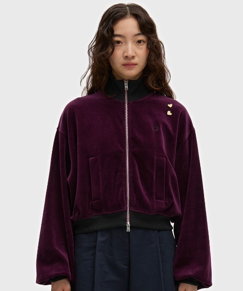 FRED PERRY（フレッドペリー）の「Amy Winehouse Velour Track Jacket／エイミー・ワインハウス ベロアトラックジャケット（ジャージ・レディース・プラム・10）」の5枚目の写真