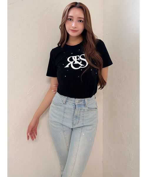 RESEXXY(リゼクシー)の「ポイントロゴデザインTシャツ(Tシャツ/カットソー・レディース・ブラック/ホワイト/ブルー・FREE)」の4枚目の写真