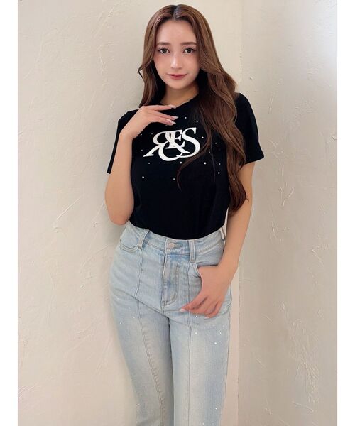 RESEXXY(リゼクシー)の「ポイントロゴデザインTシャツ(Tシャツ/カットソー・レディース・ブラック/ホワイト/ブルー・FREE)」の5枚目の写真