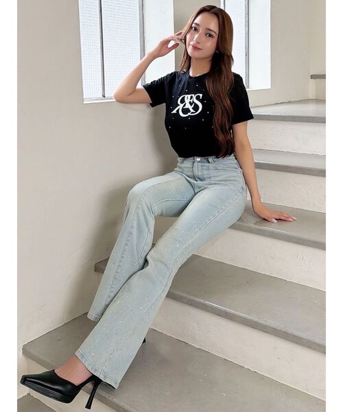 RESEXXY（リゼクシー）の「ポイントロゴデザインTシャツ（Tシャツ/カットソー・レディース・ブラック/ホワイト/ブルー・FREE）」の4枚目の写真