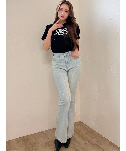RESEXXY（リゼクシー）の「ポイントロゴデザインTシャツ（Tシャツ/カットソー・レディース・ブラック/ホワイト/ブルー・FREE）」の5枚目の写真