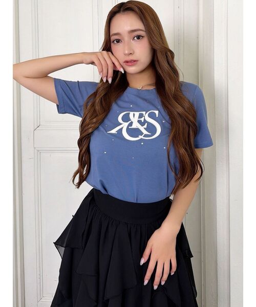RESEXXY（リゼクシー）の「ポイントロゴデザインTシャツ（Tシャツ/カットソー・レディース・ブラック/ホワイト/ブルー・FREE）」の6枚目の写真
