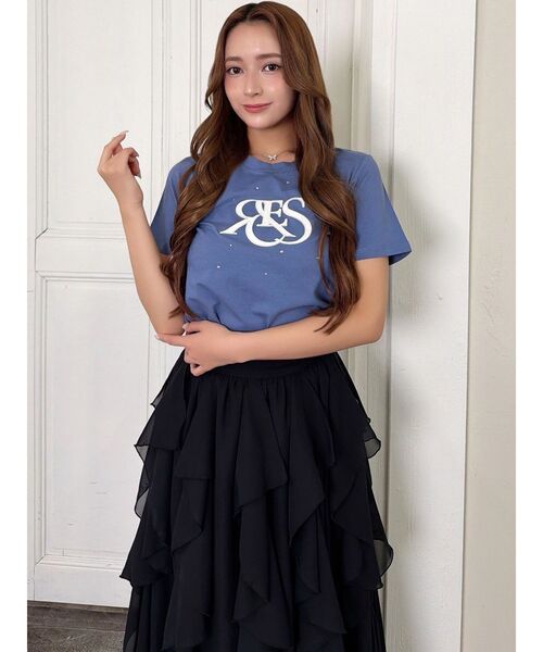 RESEXXY（リゼクシー）の「ポイントロゴデザインTシャツ（Tシャツ/カットソー・レディース・ブラック/ホワイト/ブルー・FREE）」の8枚目の写真