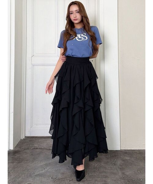 RESEXXY（リゼクシー）の「ポイントロゴデザインTシャツ（Tシャツ/カットソー・レディース・ブラック/ホワイト/ブルー・FREE）」の9枚目の写真