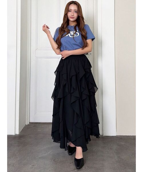 RESEXXY（リゼクシー）の「ポイントロゴデザインTシャツ（Tシャツ/カットソー・レディース・ブラック/ホワイト/ブルー・FREE）」の10枚目の写真