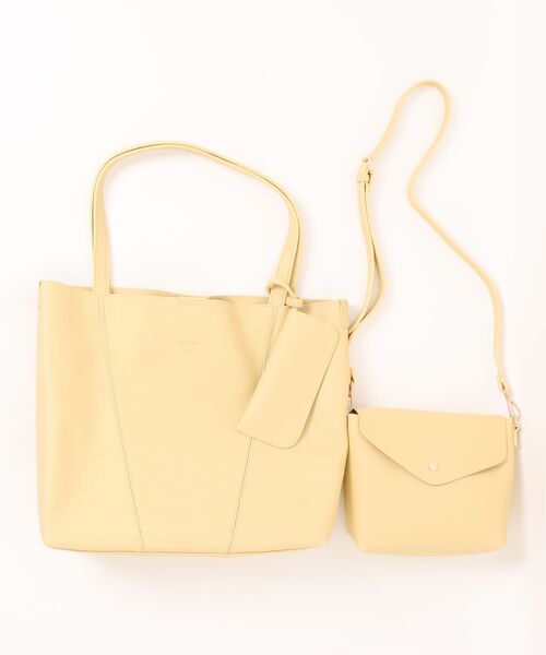Jewelna Rose(ジュエルナローズ)の「3点セットトートバッグ 16371(トートバッグ・レディース・グレイッシュベージュ/ブラック/ライトイエロー・FREE)」の3枚目の写真