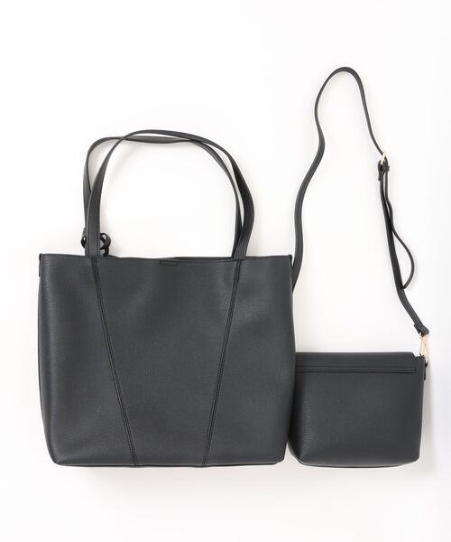 Jewelna Rose(ジュエルナローズ)の「3点セットトートバッグ 16371(トートバッグ・レディース・グレイッシュベージュ/ブラック/ライトイエロー・FREE)」の4枚目の写真