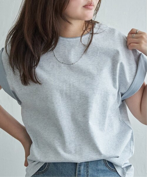 VENCEEXCHANGE(ヴァンスエクスチェンジ)の「袖配色ノースリトップス(Tシャツ/カットソー・レディース・オフホワイト/ブラック/ベージュ/その他1・FREE)」の6枚目の写真