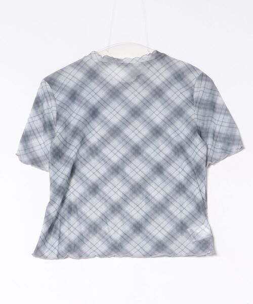 Chiina(チーナ)の「【Chiina】シアーチェック柄半袖トップス(Tシャツ/カットソー・レディース・ブルー/グレー/ブラック・FREE)」の6枚目の写真