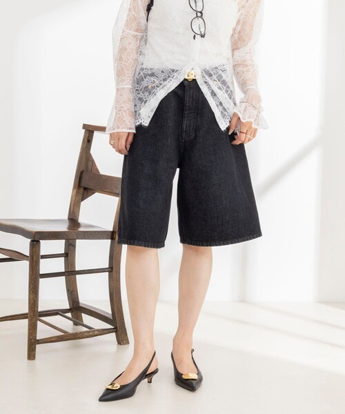 Rie Miller(リエミラー)の「【RM denim】ハーフパンツデニム(その他パンツ・レディース・ブラック・S/M/L)」の1枚目の写真