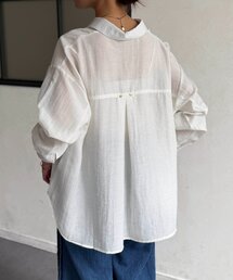 【夏も羽織れる】【体型カバー】バックタックセミシアーシャツ