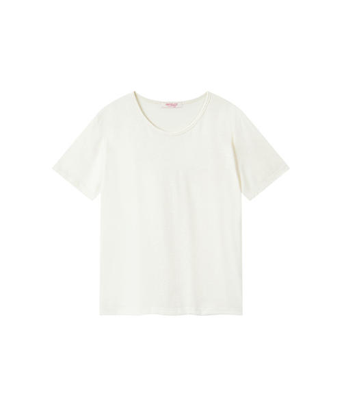 MORVE13(モルブ13)の「モルブカーブネック半袖トップス(レモン)(Tシャツ/カットソー・レディース・オリーブ/アイボリー/ブラック/チャコール/ライトイエロー/ライトグレー・FREE)」の1枚目の写真