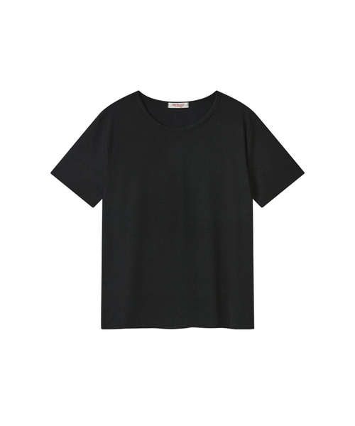 MORVE13(モルブ13)の「モルブカーブネック半袖トップス(レモン)(Tシャツ/カットソー・レディース・オリーブ/アイボリー/ブラック/チャコール/ライトイエロー/ライトグレー・FREE)」の2枚目の写真