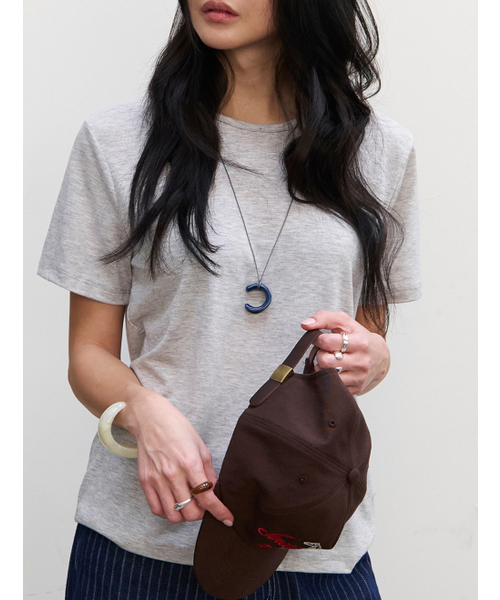 MORVE13(モルブ13)の「モルブカーブネック半袖トップス(レモン)(Tシャツ/カットソー・レディース・オリーブ/アイボリー/ブラック/チャコール/ライトイエロー/ライトグレー・FREE)」の9枚目の写真
